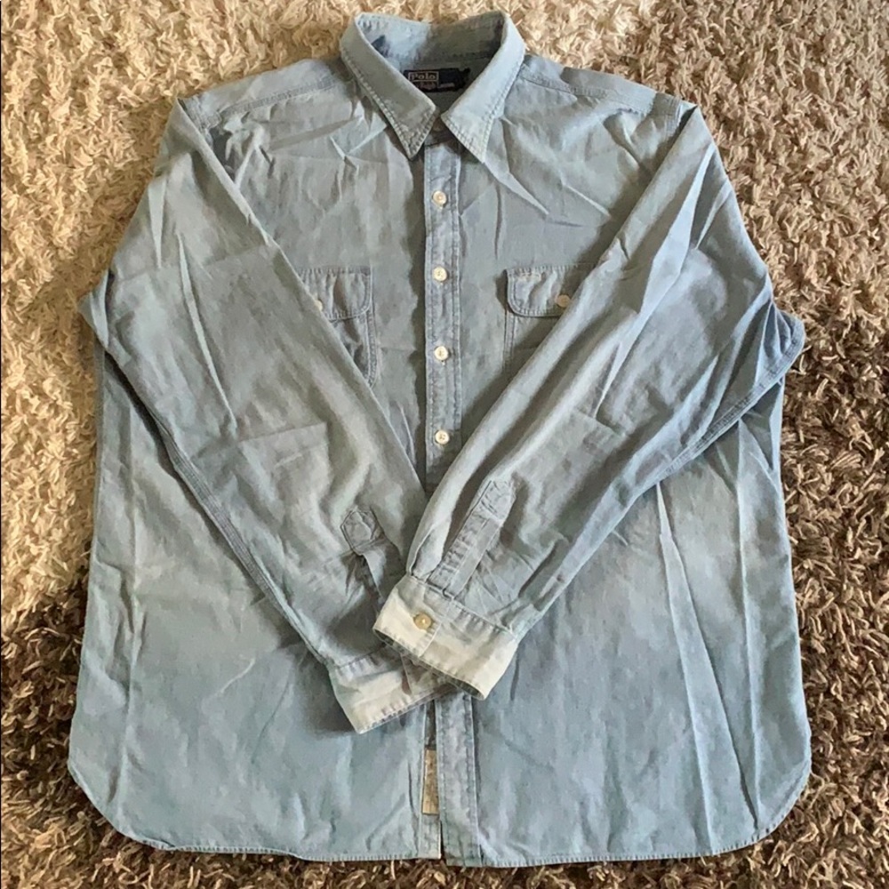 Polo button down jean shirt